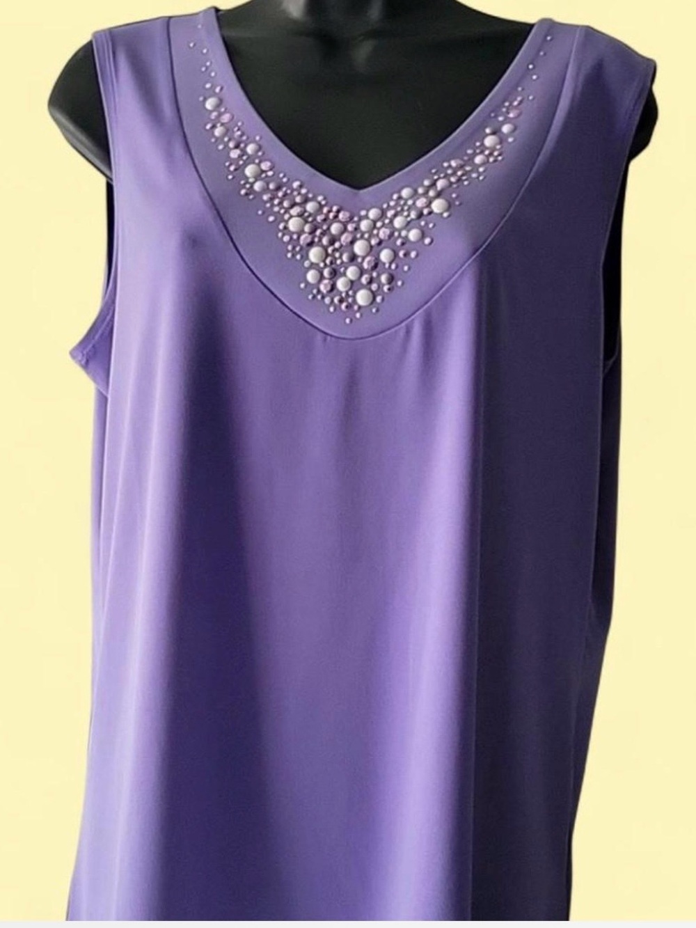 Sleeveless Embellished V-Neck Women's Top - Purple